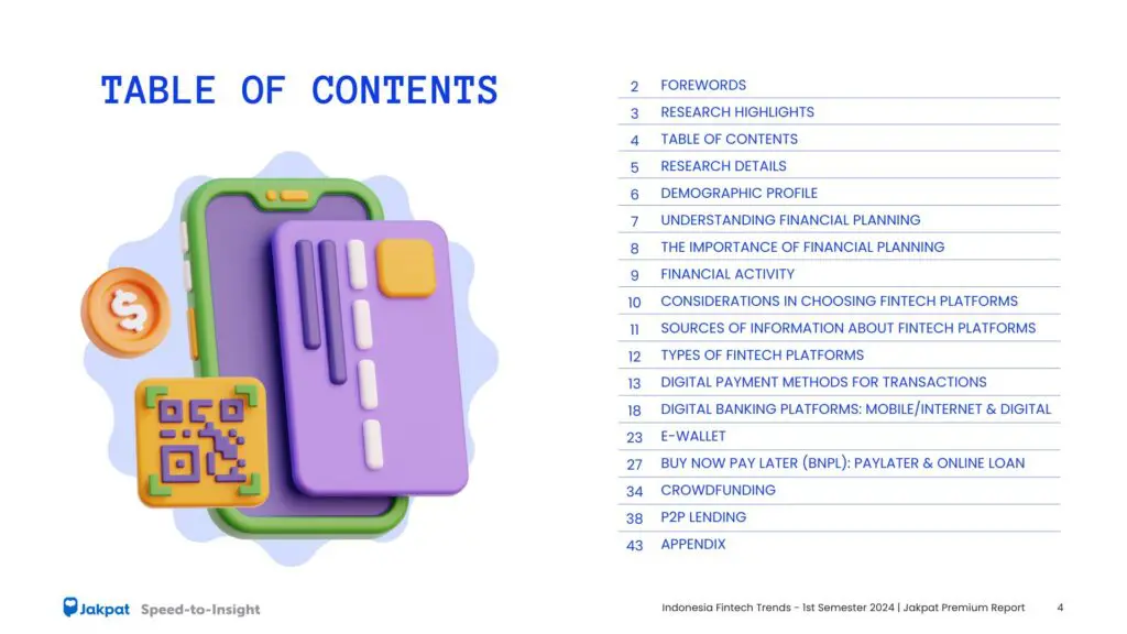 1. Table of Contents: Indonesia Fintech Trends - 1st Semester of 2024 | Jakpat Premium Report